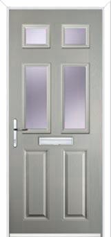 2 Panel 4 Square Glazed Composite Front Door in Agate Grey