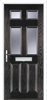 2 Panel 4 Square Glazed Composite Front Door in Black Brown
