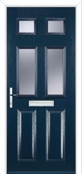 2 Panel 4 Square Glazed Composite Front Door in Dark Blue