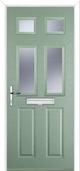 2 Panel 4 Square Glazed Composite Front Door in Chartwell Green