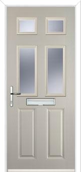 2 Panel 4 Square Glazed Composite Front Door in Cream