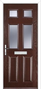 2 Panel 4 Square Glazed Composite Front Door in Darkwood