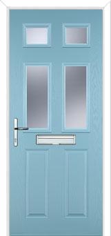 2 Panel 4 Square Glazed Composite Front Door in Duck Egg Blue
