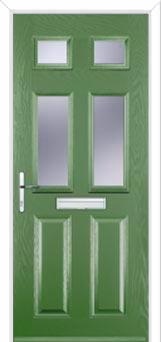 2 Panel 4 Square Glazed Composite Front Door in Fern Green