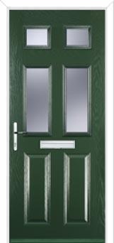 2 Panel 4 Square Glazed Composite Front Door in Green