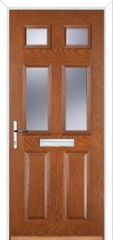 2 Panel 4 Square Glazed Composite Front Door in Oak