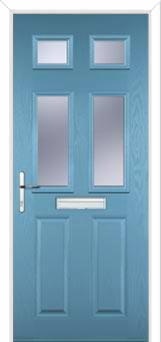 2 Panel 4 Square Glazed Composite Front Door in Pastel Blue