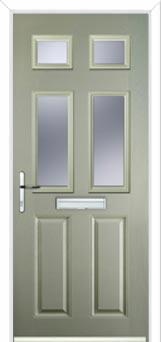 2 Panel 4 Square Glazed Composite Front Door in Pebble Grey
