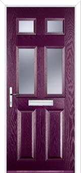2 Panel 4 Square Glazed Composite Front Door in Purple Violet