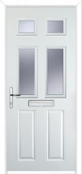 2 Panel 4 Square Glazed Composite Front Door in White