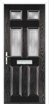 2 Panel 4 Square Staxton Composite Front Door in Black Brown