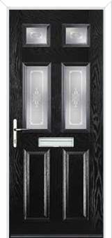 2 Panel 4 Square Staxton Composite Front Door in Black