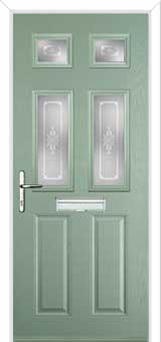 2 Panel 4 Square Staxton Composite Front Door in Chartwell Green