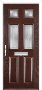 2 Panel 4 Square Staxton Composite Front Door in Darkwood