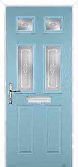 2 Panel 4 Square Staxton Composite Front Door in Duck Egg Blue