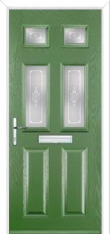 2 Panel 4 Square Staxton Composite Front Door in Fern Green