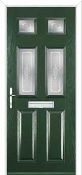 2 Panel 4 Square Staxton Composite Front Door in Green