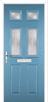 2 Panel 4 Square Staxton Composite Front Door in Pastel Blue