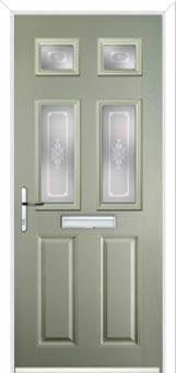 2 Panel 4 Square Staxton Composite Front Door in Pebble Grey