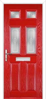 2 Panel 4 Square Staxton Composite Front Door in Poppy Red