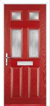 2 Panel 4 Square Staxton Composite Front Door in Red