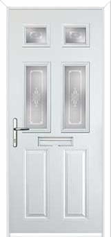 2 Panel 4 Square Staxton Composite Front Door in White