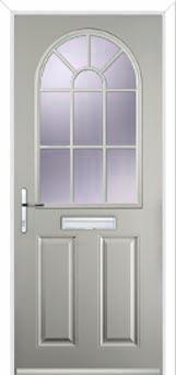 2 Panel Sunburst Composite Front Door in Agate Grey