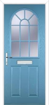 2 Panel Sunburst Composite Front Door in Pastel Blue