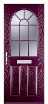 2 Panel Sunburst Composite Front Door in Purple Violet