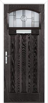 3 Panel 1 Square Caledonian Rose Composite Door in Black Brown