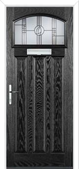 3 Panel 1 Square Caledonian Rose Composite Door in Black