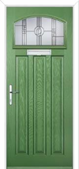 3 Panel 1 Square Caledonian Rose Composite Door in Fern Green