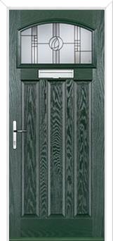 3 Panel 1 Square Caledonian Rose Composite Door in Green