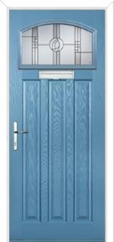 3 Panel 1 Square Caledonian Rose Composite Door in Pastel Blue