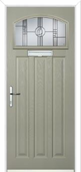 3 Panel 1 Square Caledonian Rose Composite Door in Pebble Grey