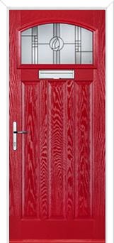3 Panel 1 Square Caledonian Rose Composite Door in Poppy Red