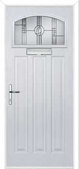 3 Panel 1 Square Caledonian Rose Composite Door in White