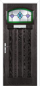 3 Panel 1 Square Dorchester Composite Door in Black Brown