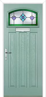 3 Panel 1 Square Dorchester Composite Door in Chartwell Green