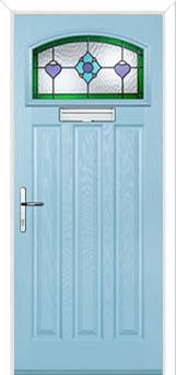 3 Panel 1 Square Dorchester Composite Door in Duck Egg Blue