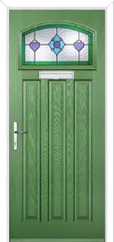 3 Panel 1 Square Dorchester Composite Door in Fern Green