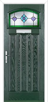 3 Panel 1 Square Dorchester Composite Door in Green