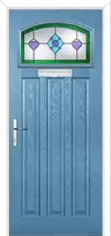 3 Panel 1 Square Dorchester Composite Door in Pastel Blue