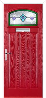 3 Panel 1 Square Dorchester Composite Door in Poppy Red