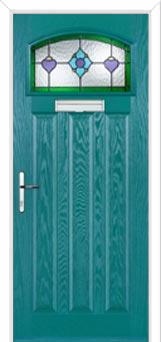3 Panel 1 Square Dorchester Composite Door in Turquoise Blue