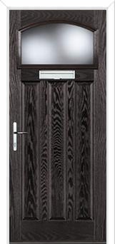 3 Panel 1 Square Glazed Composite Door in Black Brown
