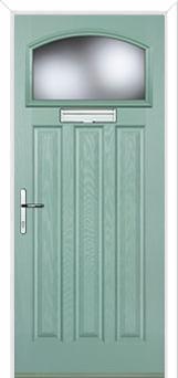 3 Panel 1 Square Glazed Composite Door in Chartwell Green