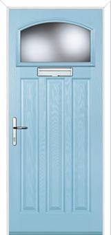 3 Panel 1 Square Glazed Composite Door in Duck Egg Blue