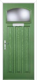 3 Panel 1 Square Glazed Composite Door in Fern Green
