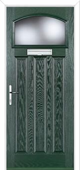 3 Panel 1 Square Glazed Composite Door in Green